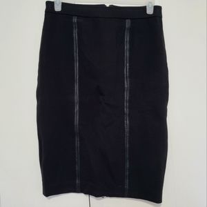 Kenneth Cole Black Pencil Skirt, with faux leather trim and decorative zippers